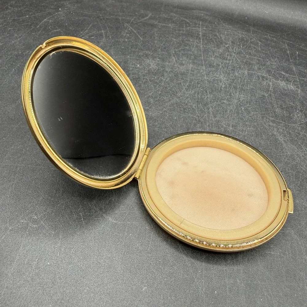 Vintage Stratton England Equestrian Horse Bit Powder Compact Mirror‎ Round 3 In